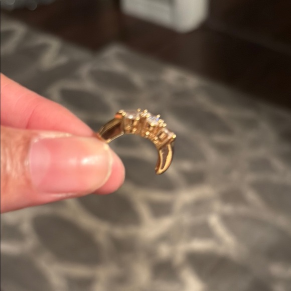 Elegant Goldtone CZ half Hoop pierced Earrings - Picture 2 of 3